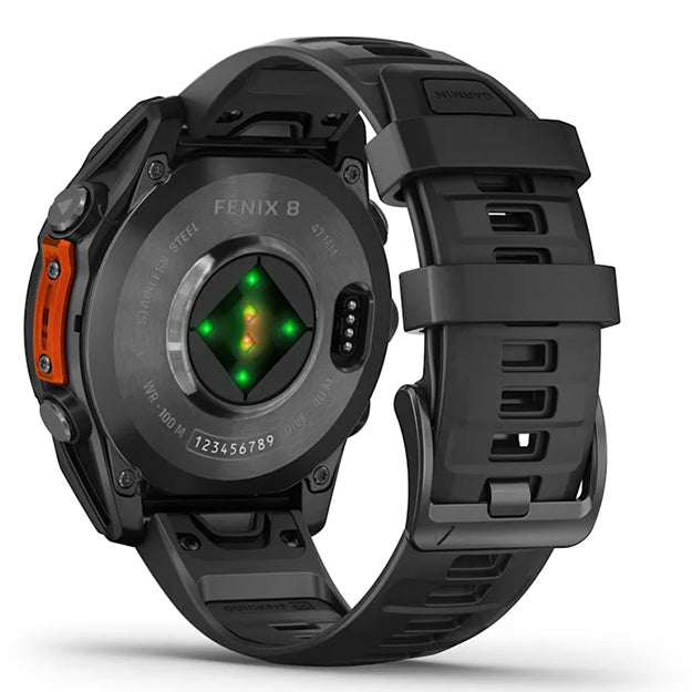 Garmin Fenix 8 Adventure Watch 47mm AMOLED - Slate Grey With Black Silicone Band