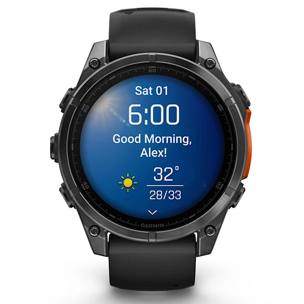 Garmin Fenix 8 Adventure Watch 47mm AMOLED - Slate Grey With Black Silicone Band