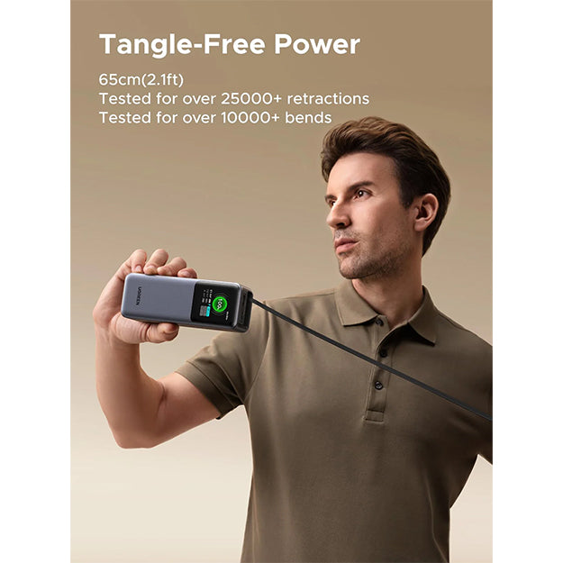 UGreen 20 000mAh 165W Nexode Power Bank With Retractable USB-C Cable - Space Grey