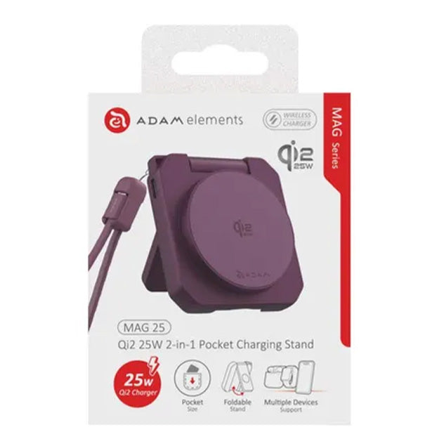 Adam Elements MAG 25 Qi2 25W 2-in-1 Pocket Charging Stand