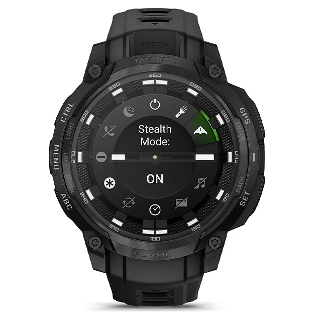 Garmin Instinct Crossover AMOLED Tactical Edition Rugged Hybrid GPS Smartwatch - Black With Black Silicone Band