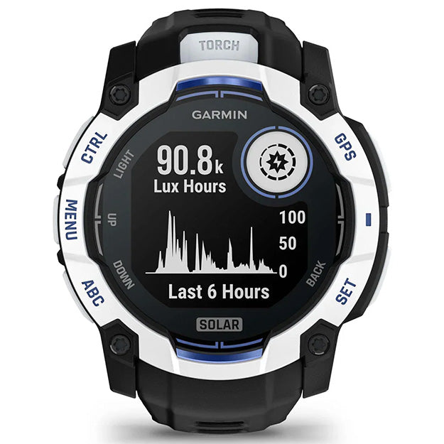 Garmin Instinct 3 Supernova 50mm Solar Rugged GPS Watch (Limited Edition) - Whitestone With Black Band