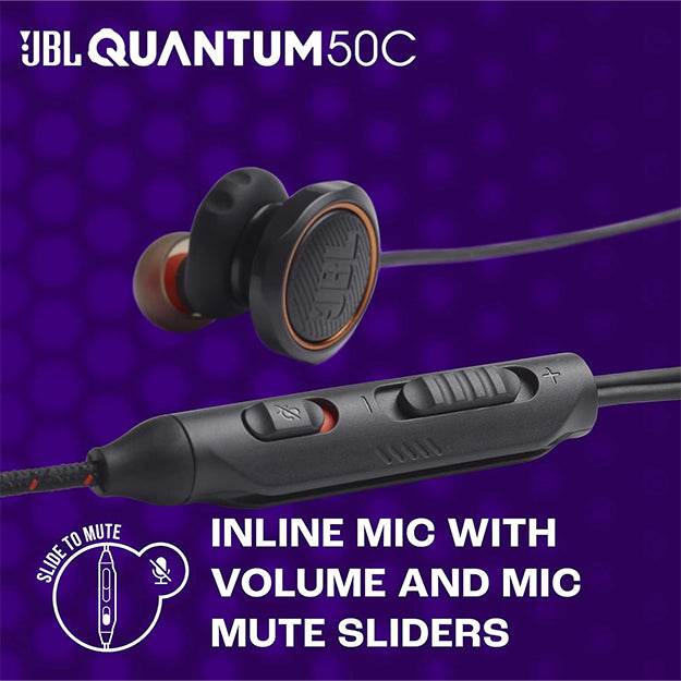 JBL Quantum 50C In-Ear Wired Gaming Headphones With USB-C Adapter