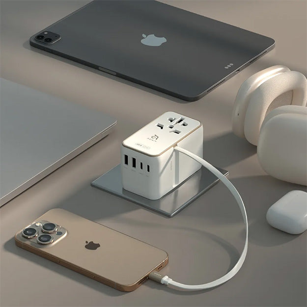 Adam Elements T100L 100W Universal Travel Adapter With Built-In USB-C Cable