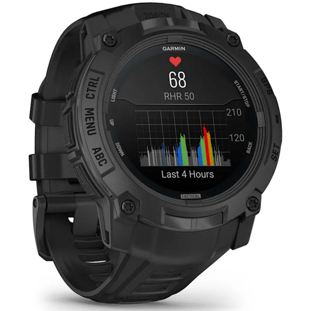Garmin Instinct 3 Amoled 50mm Rugged GPS Watch (Tactical Edition) - Black With Black Band