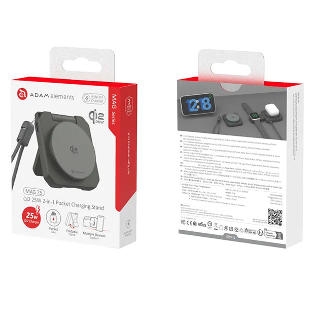 Adam Elements MAG 25 Qi2 25W 2-in-1 Pocket Charging Stand