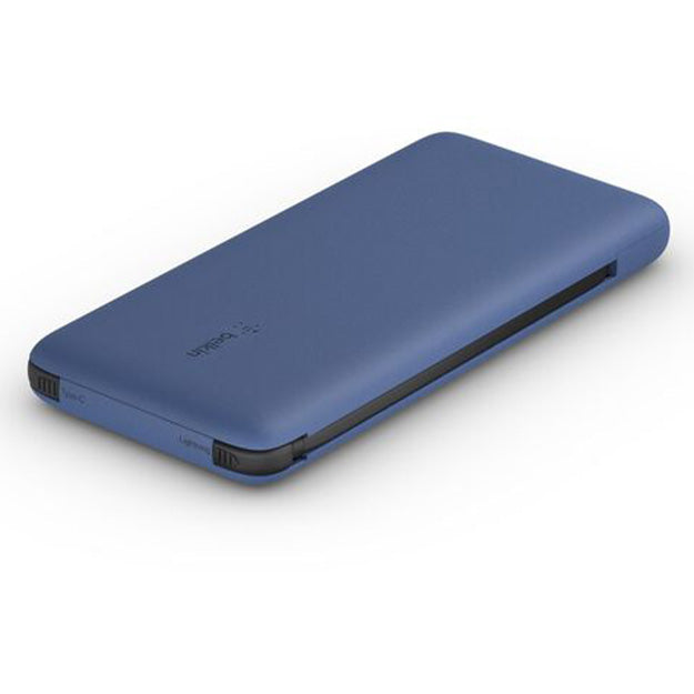 Belkin BoostCharge Plus 10 000mAh USB-C Power Bank With Integrated Cables - Blue