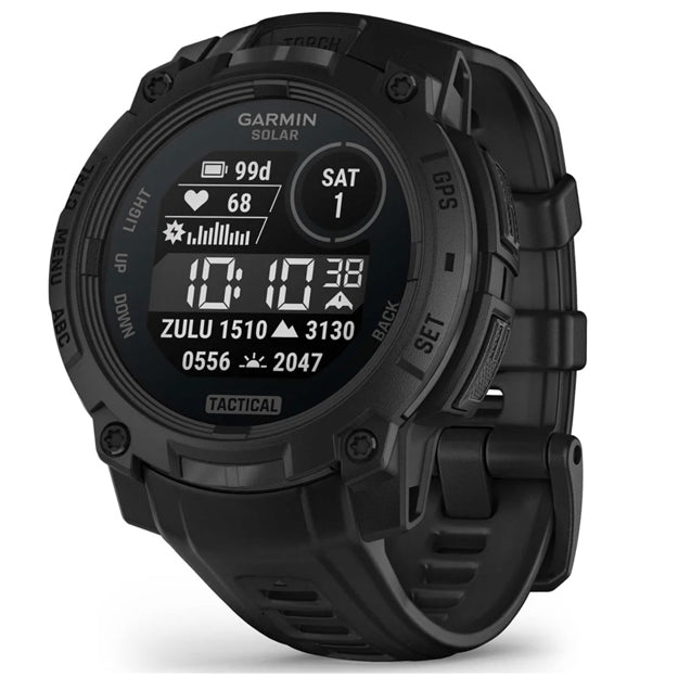 Garmin Instinct 3 Solar 45mm Rugged GPS Watch (Tactical Edition) - Black With Black Band