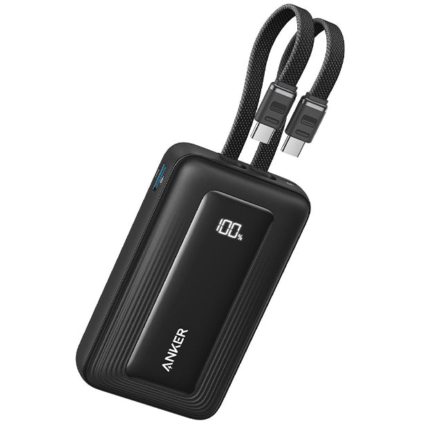 Anker Zolo 10 000mAh 35W Power Bank With Built in Dual USB Type-C Cables - Black