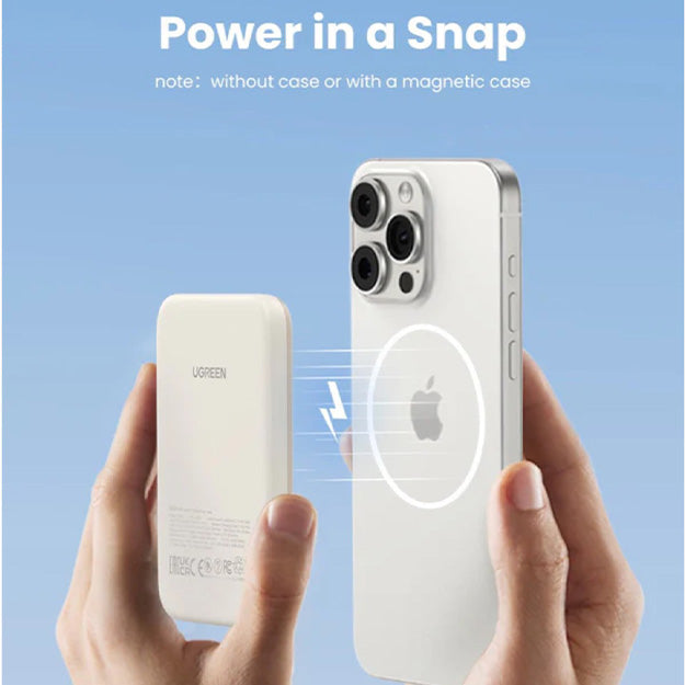 UGreen Magnetic Wireless Power Bank 5000mAh With MagSafe - White