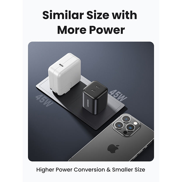 UGreen 2 Port GaN 45W PD Wall Charger - Black