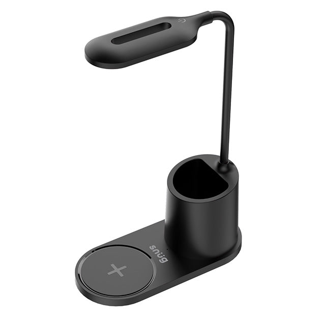 Snug LED Wireless Charger Pad With Pen-Holder For Smartphones And iPhones - Black