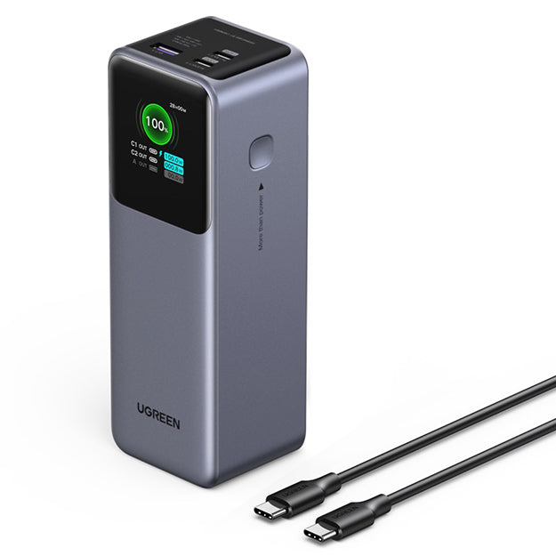 UGreen 20 000mAh 165W Nexode Power Bank With Retractable USB-C Cable - Space Grey