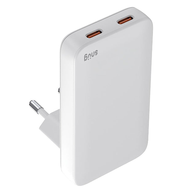 Snug GaN 45W 2 Port Slim Wall Charger With Super Fast Charge - White