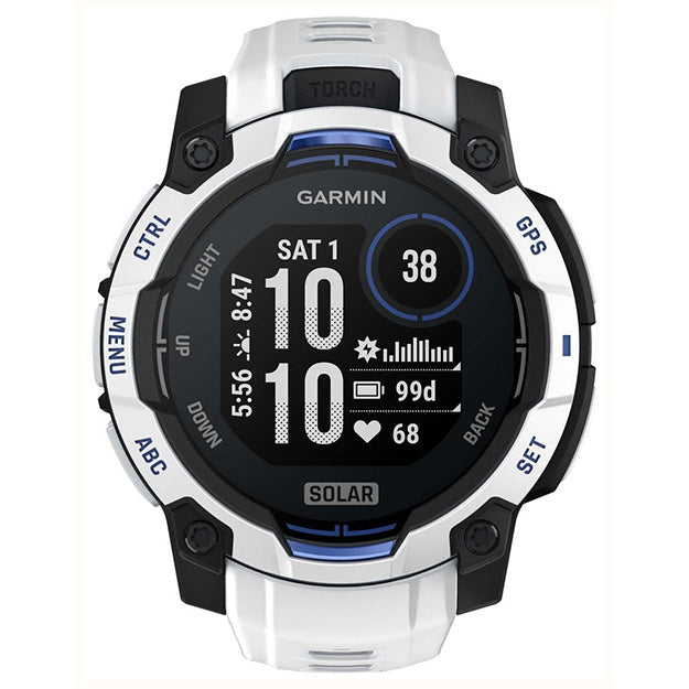 Garmin Instinct 3 Supernova 45mm Solar Rugged GPS Watch (Limited Edition) - Whitestone With Whitestone Band