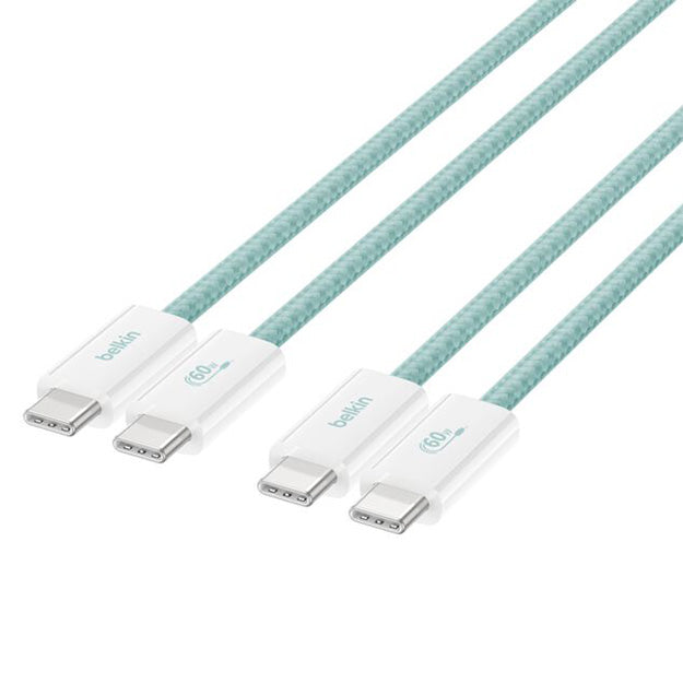Belkin 1.5m USB-C To USB-C 60W Braided Charging Cable (2 Pack)