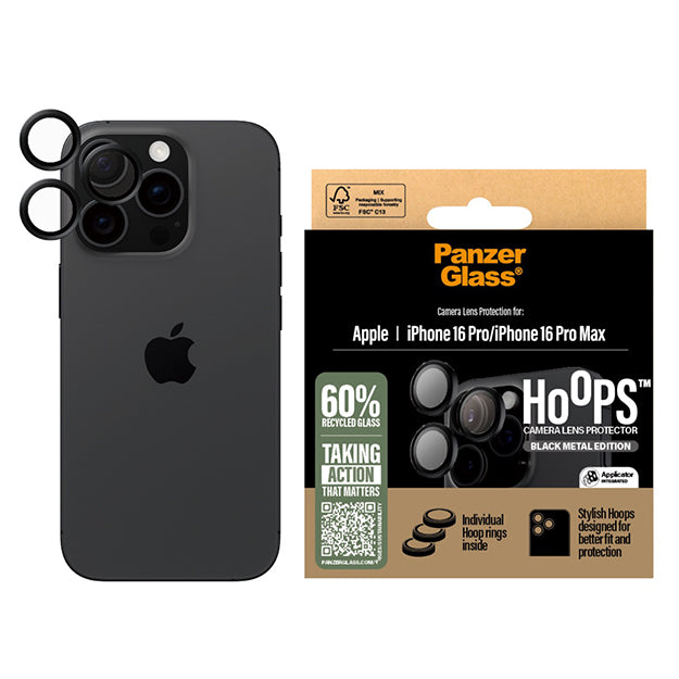 PanzerGlass Hoops Lens Screen Protector For iPhone 16 Pro / iPhone 16 Pro Max – Black