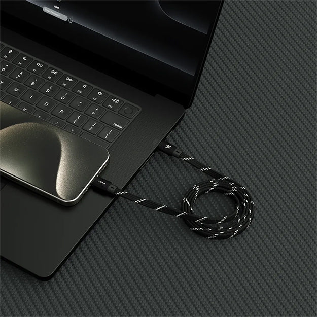 Adam Elements CASA MF100 USB-C To USB-C 60W Magnetic Flat Charging Cable 100cm - Black