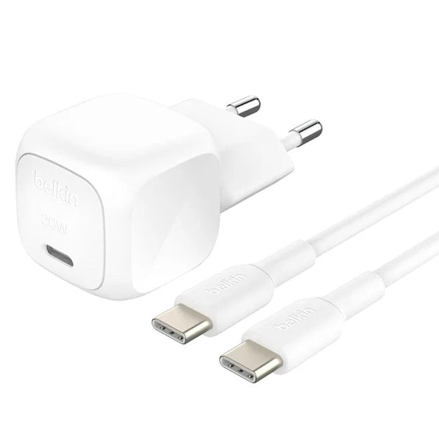 Belkin 20W Universal Fast Charging Wall Charger With USB-C Cable - White