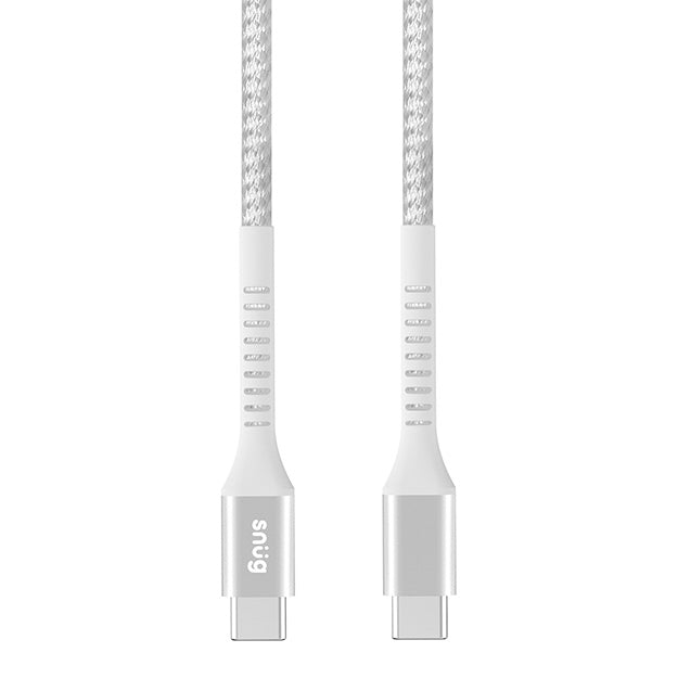 Snug USB-C To USB-C Braided Charging And Data Transfer 1.2m Cable - White