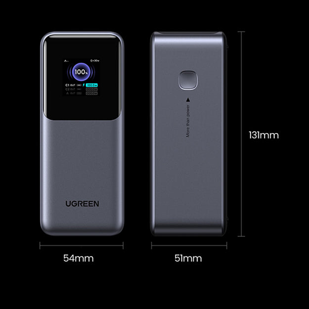 UGreen 20 000mAh 165W Nexode Power Bank With Retractable USB-C Cable - Space Grey