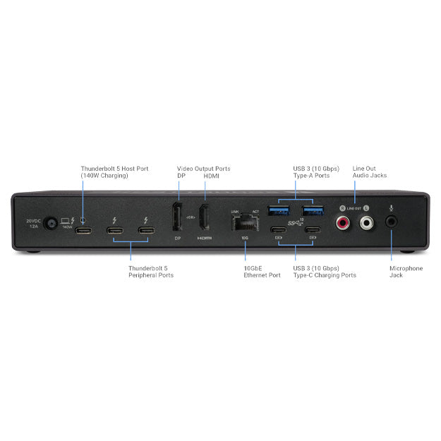 Sonnet Echo 20 SecureDock 9-Port Multi-Adapter Hub With HDMI And DisplayPort - Black