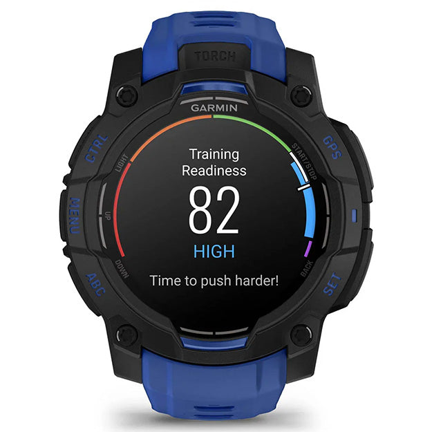 Garmin Instinct 3 Supernova 45mm AMOLED Rugged GPS Watch (Limited Edition) - Black With Bolt Blue Band
