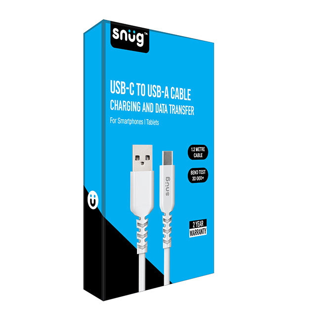 Snug USB-C To USB-A Charing And Data Transfer 1.2m Cable - White