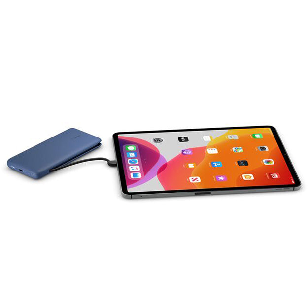 Belkin BoostCharge Plus 10 000mAh USB-C Power Bank With Integrated Cables - Blue