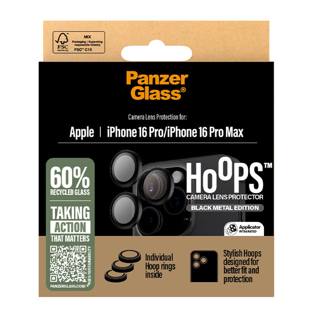 PanzerGlass Hoops Lens Screen Protector For iPhone 16 Pro / iPhone 16 Pro Max – Black