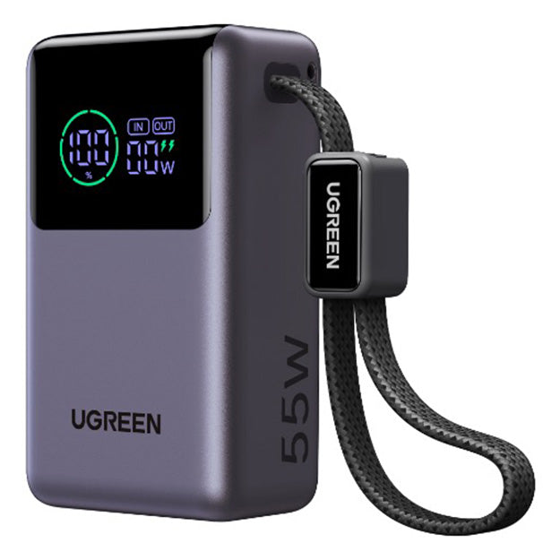 UGreen 10000mAh 55W Nexode Pro Smart Digital Display Mini Power Bank With Built-in Type-C Cable