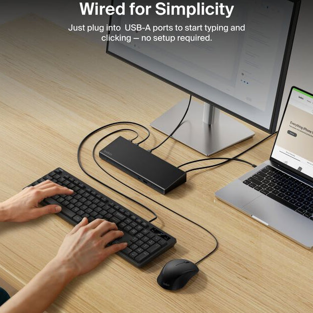 Belkin Wired USB-A Keyboard And Mouse Combo - Black