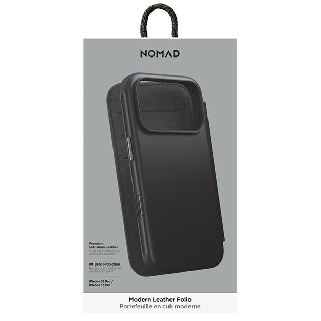 Nomad MagSafe Modern Leather Folio Case For Apple iPhone 18 PRO / 17 PRO - Black