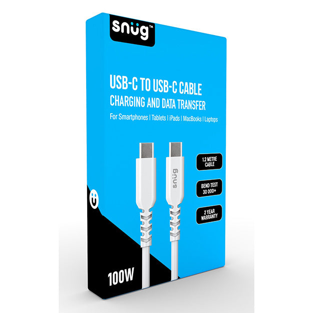 Snug USB-C To USB-C Charging And Data Transfer 1.2m Cable - White