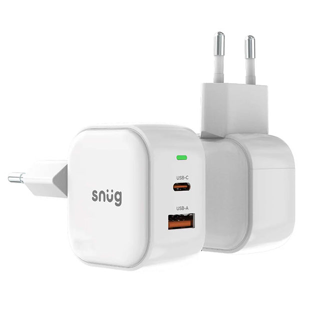 Snug 2 Port USB/Type C Wall Charger 35W - White