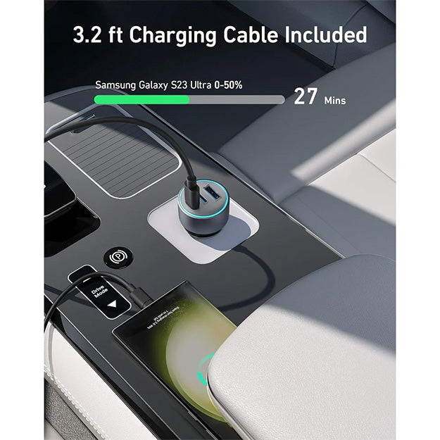 Anker 335 3 Port 67W PD Car Charger - Black