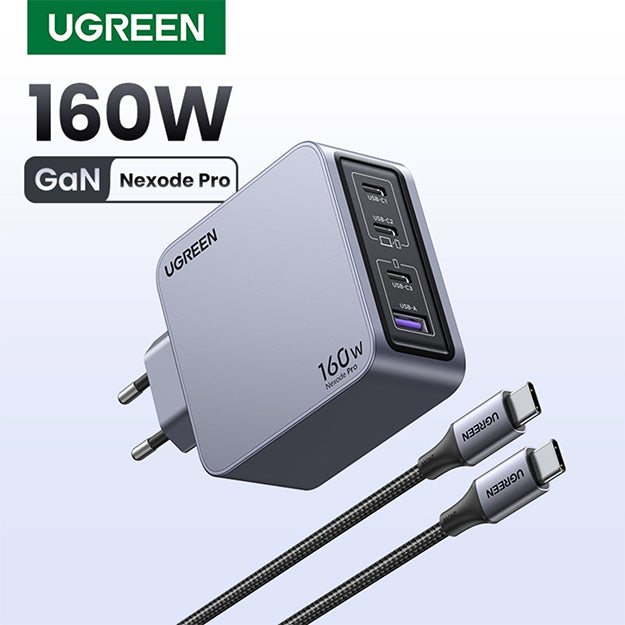 UGreen Nexode Pro 4 Port PD/USB Wall Charger - Grey