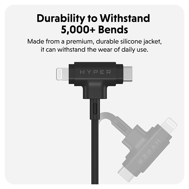 Hyper Juice USB-C And Lightning Hybrid Silicone Cable (1.5m/5ft)