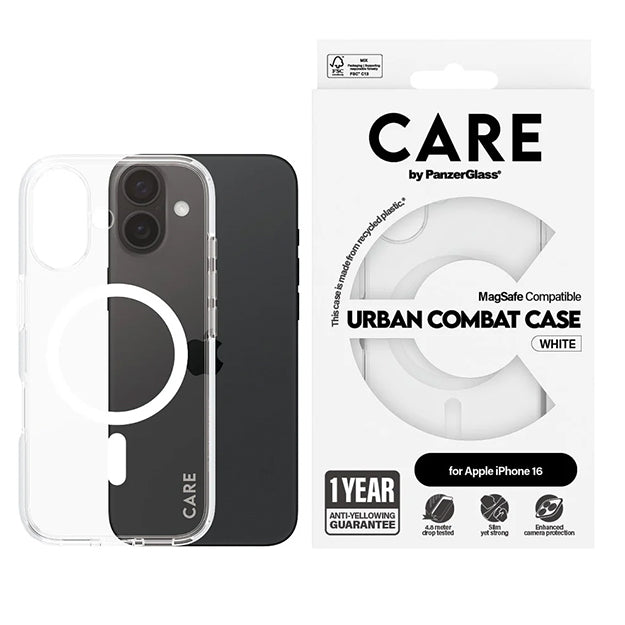PanzerGlass CARE Flagship Urban Combat MagSafe Case For iPhone 16 - Clear