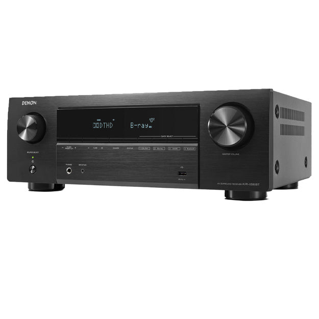 Polk T50 5.0 System Bundle With Denon AVRX580BT Network AV Receiver - Black