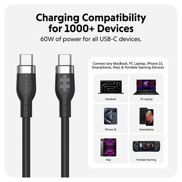 Hyper HyperJuice USB-C Silicone Charging Cable (1.5m/5ft)