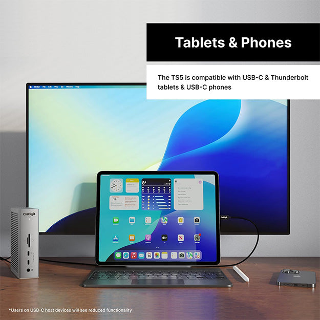 CalDigit TS5 Thunderbolt 5 Dock With 0.5m Braided TBT5 Cable & 240W PSU - Space Grey