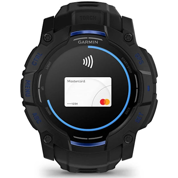 Garmin Instinct 3 Supernova 50mm AMOLED Rugged GPS Watch (Limited Edition) - Black With Bolt Blue Band