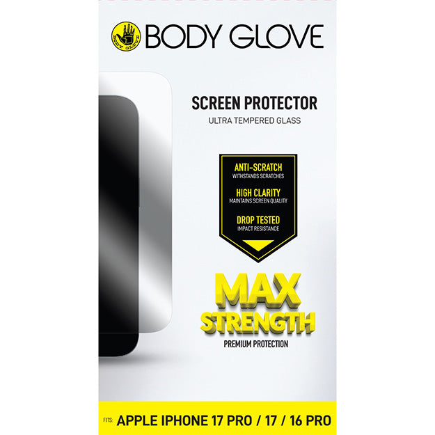 Body Glove Ultra Tempered Glass Screen Protector For Apple iPhone 17 Pro / 17 / 16 Pro – Clear