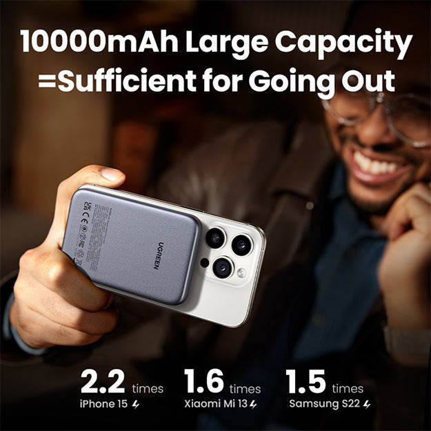 UGreen Nexode 10 000mAh Magnetic Wireless Power Bank PD20W (USB-C) - Grey