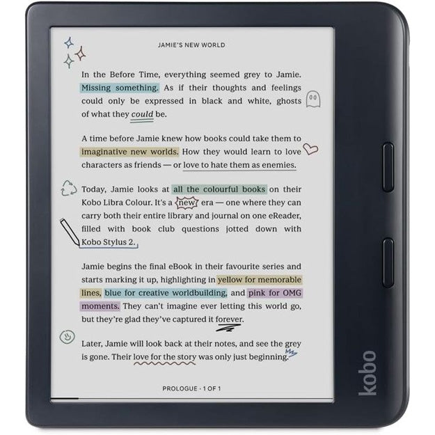 Kobo Libra Colour 7" eReader With Stylus 2 & Kobo Notebook Cover - Black