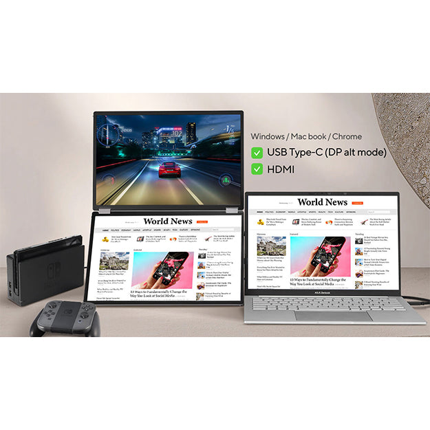 Asus ZenScreen Duo OLED MQ149CD 14" 360° Foldable Portable Monitor Dual - Silver