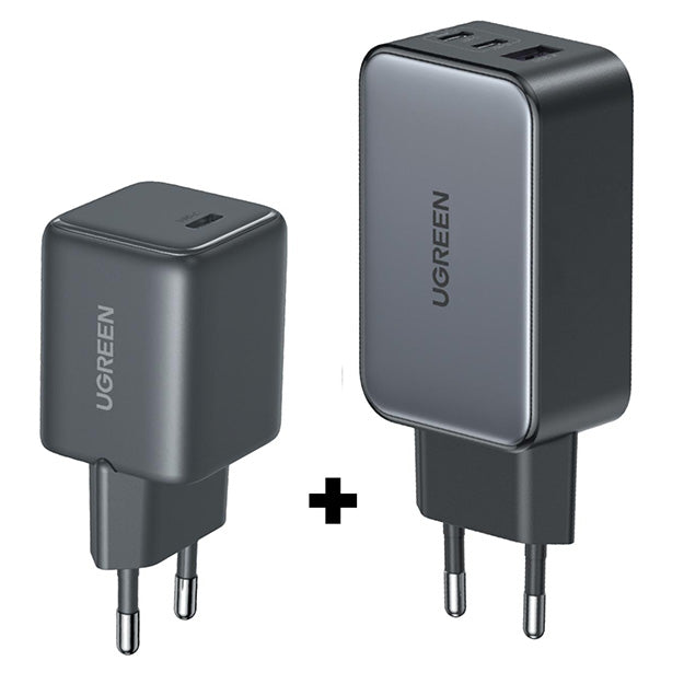 UGreen 3 Port GaN 65W + 30W 1 Port GaN Wall Charger Bundle - Black