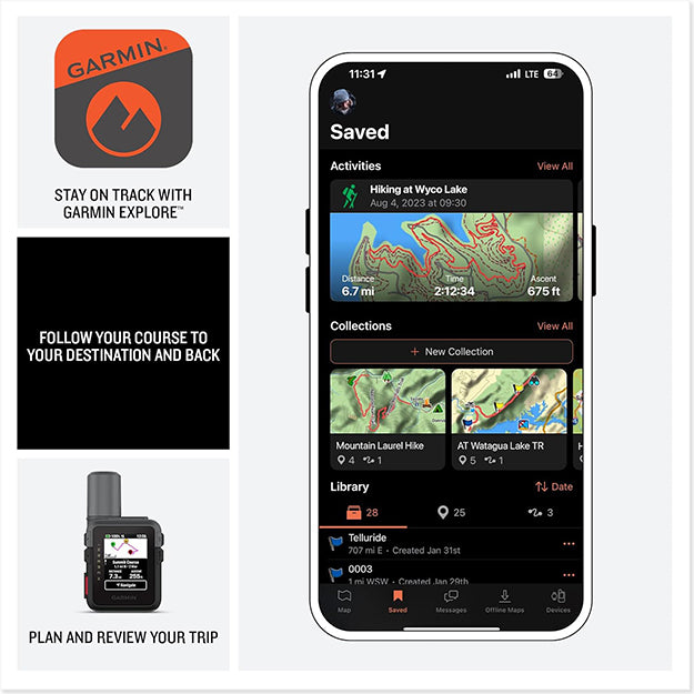 Garmin inReach Mini 3 Rugged Compact SOS Satellite Communicator With Touchscreen - Black & Grey