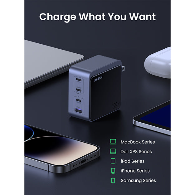 UGreen Nexode 4 Port PD/USB Wall Charger - Grey